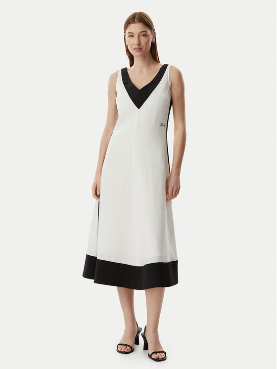KARL LAGERFELD Sukienka letnia B2W13026 Kremowy Regular Fit
