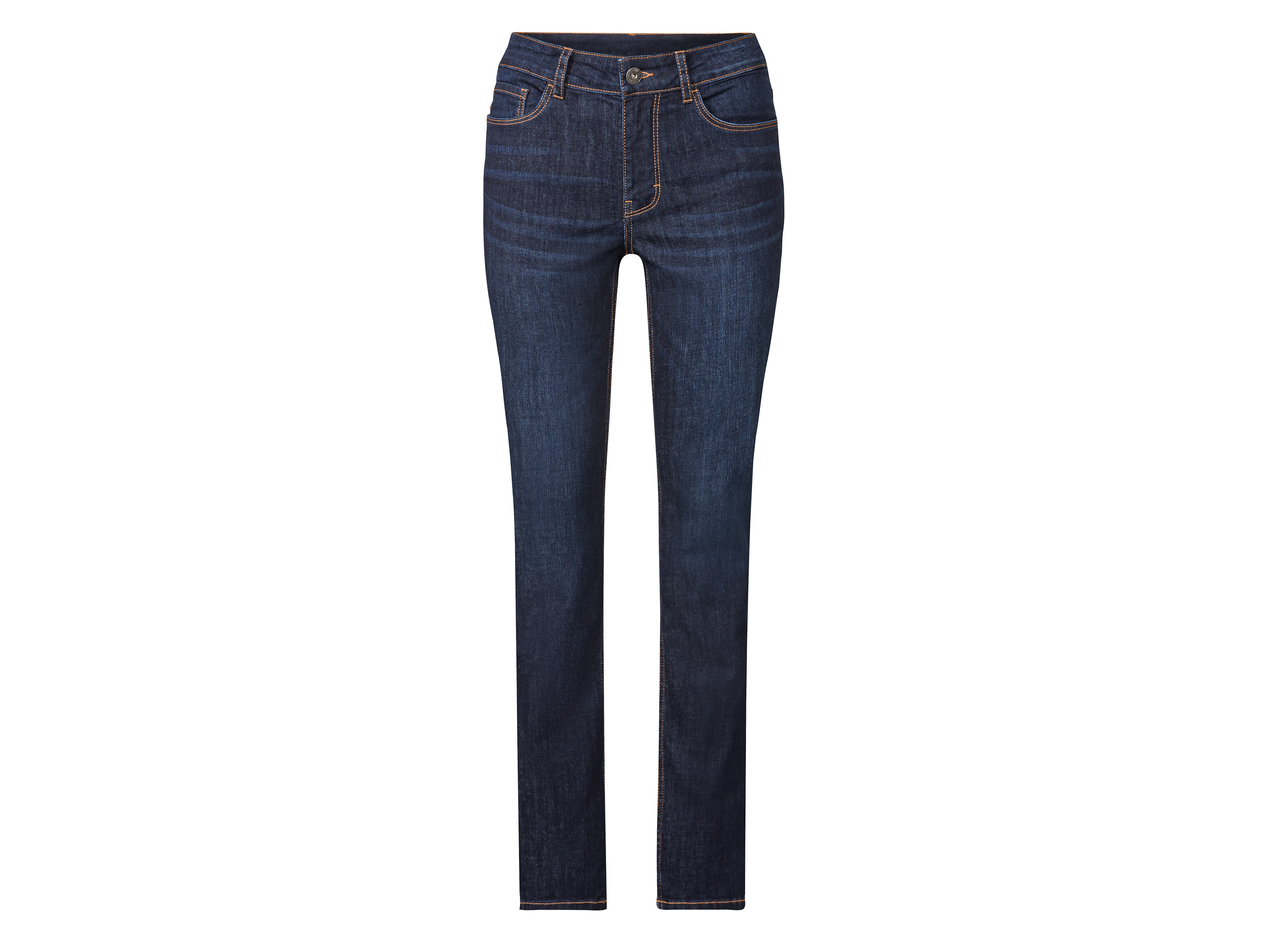 esmara® Jeansy damskie z bawełny, Slim Fit (Dłuższe, Ciemnoniebieski, 34)
