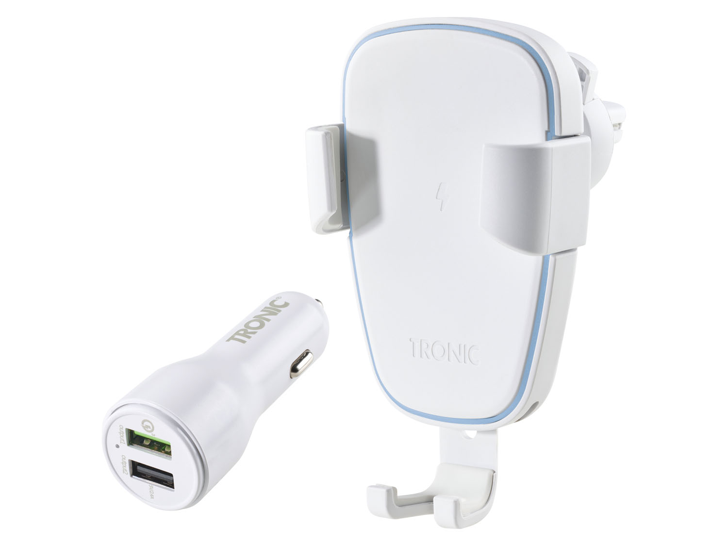 TRONIC® Uchwyt samochodowy na smartfona z ładowarką QI®, 10 W (Biały) miniaturka