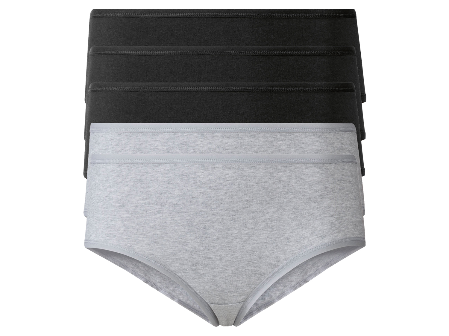 esmara® Hipstery damskie z bawełną, 5 par (Czarny/ szary, S(36/38))