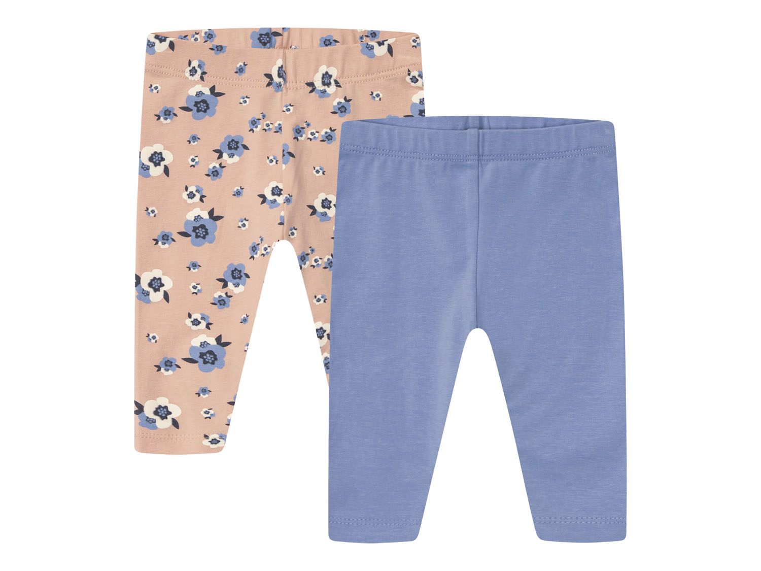 lupilu® Legginsy niemowlęce z bawełną, 2 pary (Niebieski/ kwiaty, 62/68) miniaturka