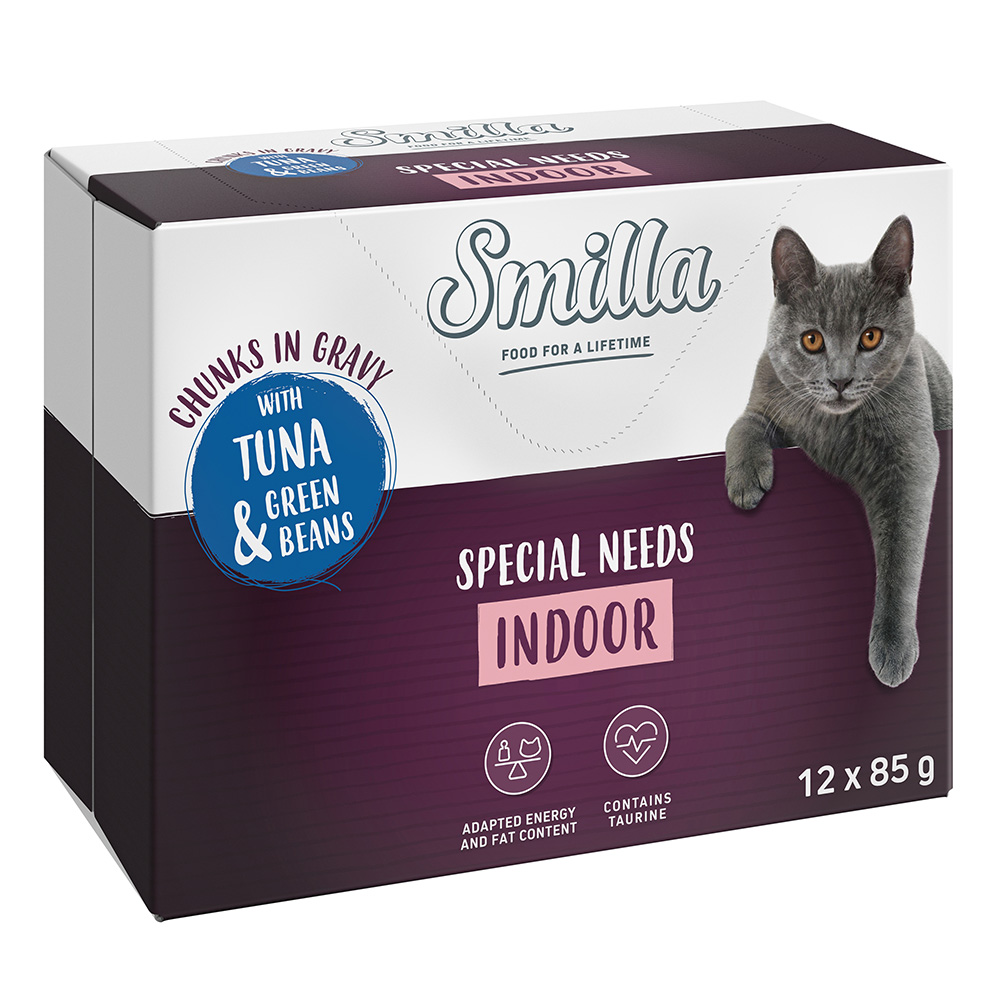 Megapakiet Smilla kawałeczki w sosie, z warzywami, 24 x 85 g  - Indoor: tuńczyk z zieloną fasolką