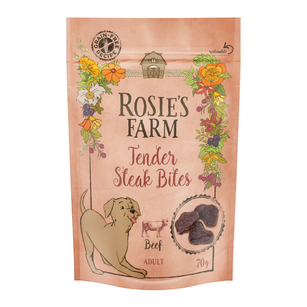 Rosie's Farm Snacks Adult "Tender Steak Bites", wołowina - 70 g