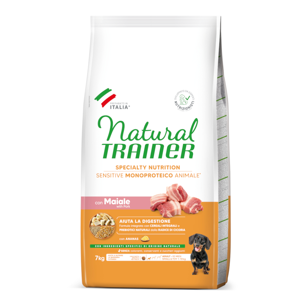 Natural Trainer Sensitive Adult Small & Toy z wieprzowiną  - 7 kg