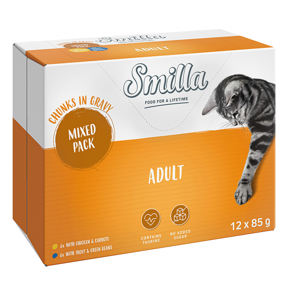 Smilla Adult, kawałeczki w sosie z warzywami - Pakiet mieszany, 12 x 85g