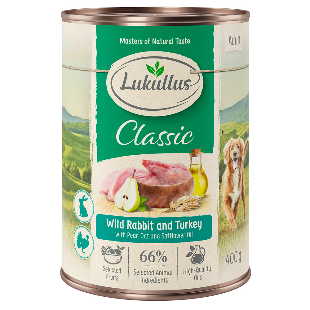 Lukullus Naturkost Adult, 6 x 400 g  - Dziki królik i indyk