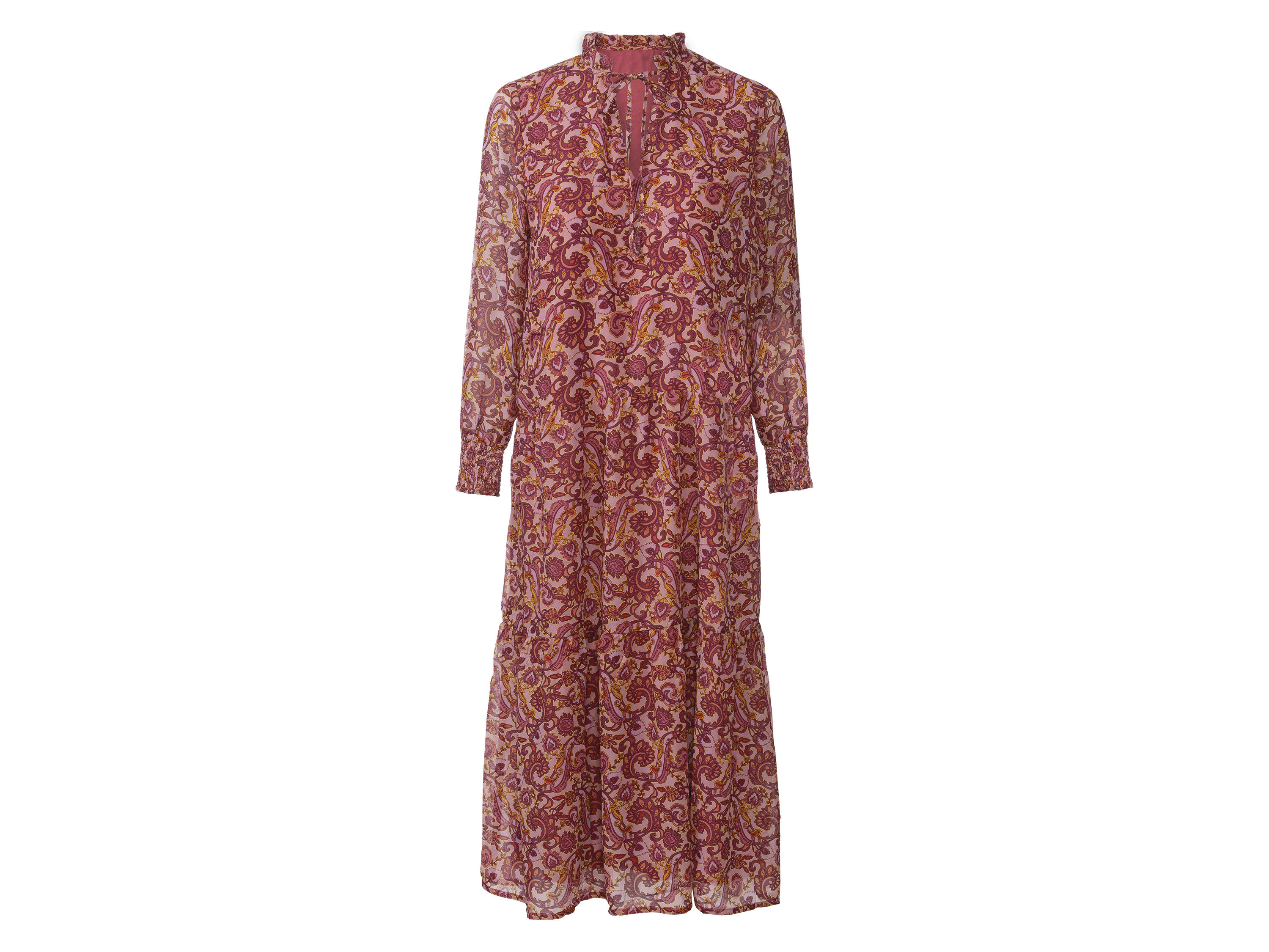 esmara® Sukienka maxi damska z falbankami  (Paisley/fioletowy, 46)