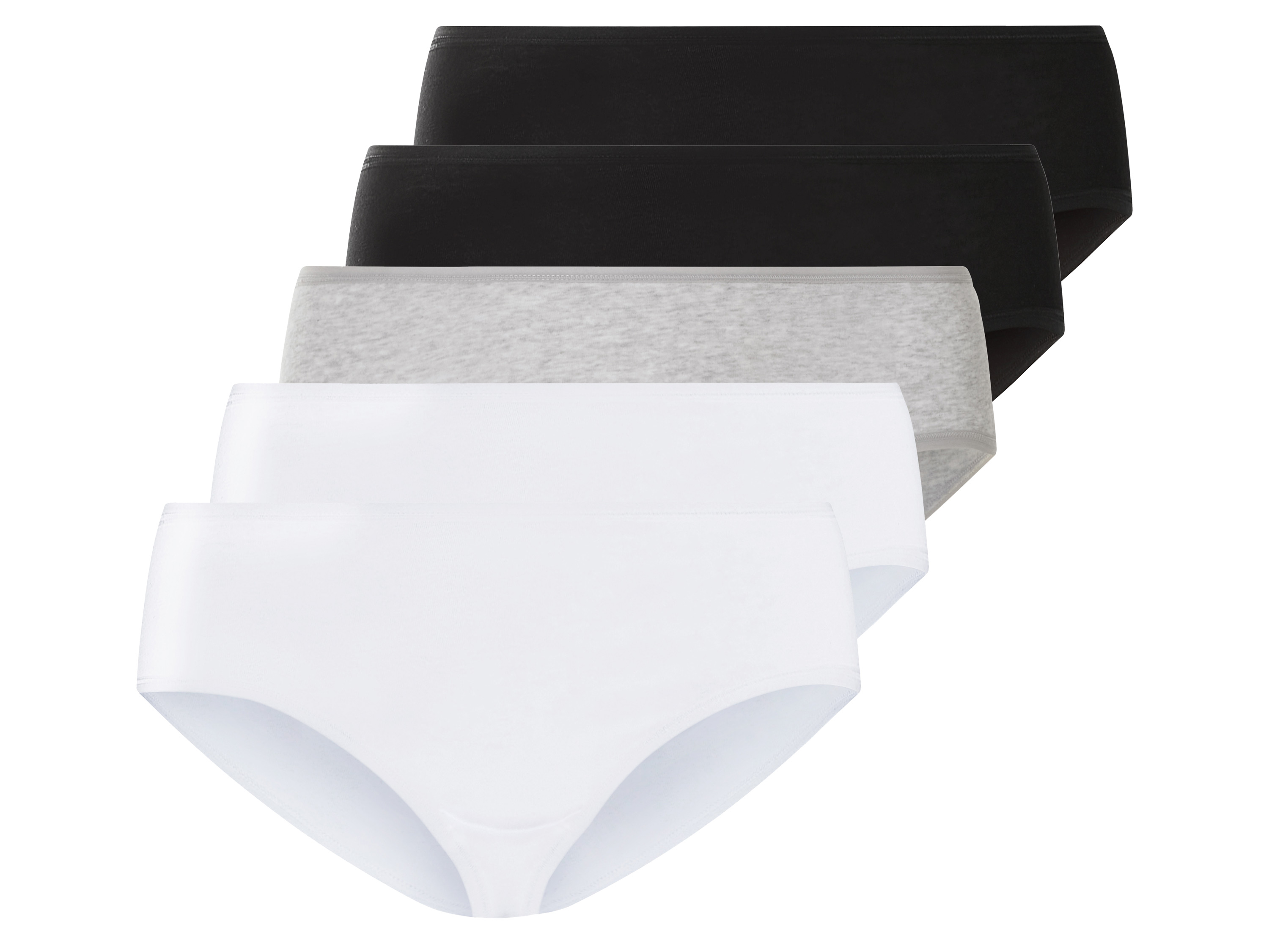 esmara® Figi damskie z bawełną, 5 pary (XL (48/50), Czarny/ szary/ biały)