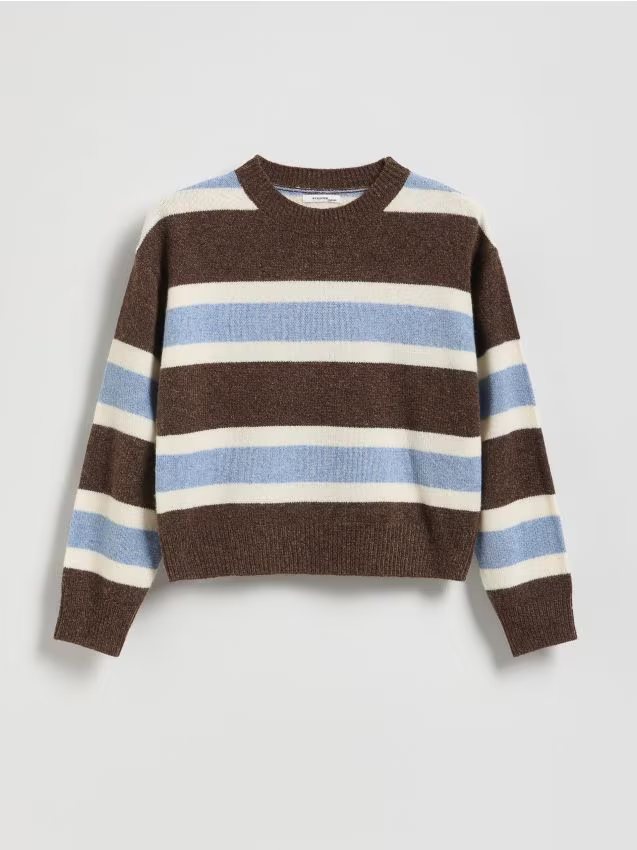 Reserved - Sweter w paski z domieszką wełny - wielobarwny