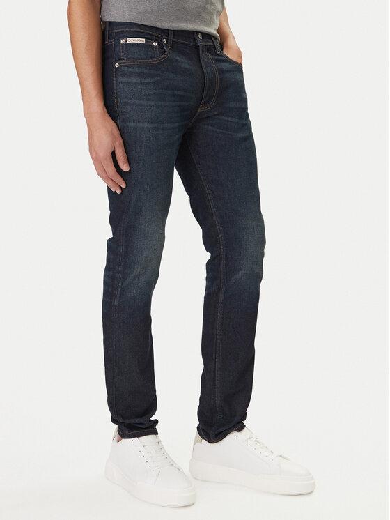Calvin Klein Jeans Jeansy LV04RD700G Granatowy Tapered Fit