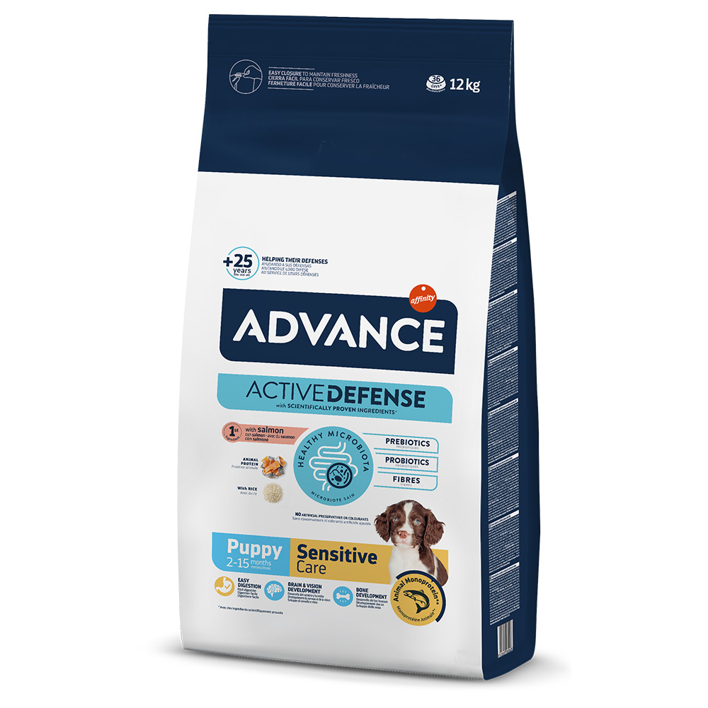 Kilogramy gratis! Advance, karma sucha dla psa, różne rodzaje - Puppy Sensitive, z łososiem, 12 kg (10,5 + 1,5 kg gratis!)