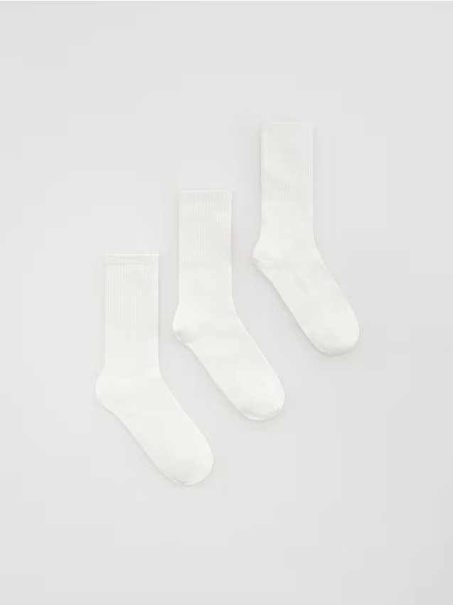 Reserved - Skarpetki z bawełną 3 pack - złamana biel