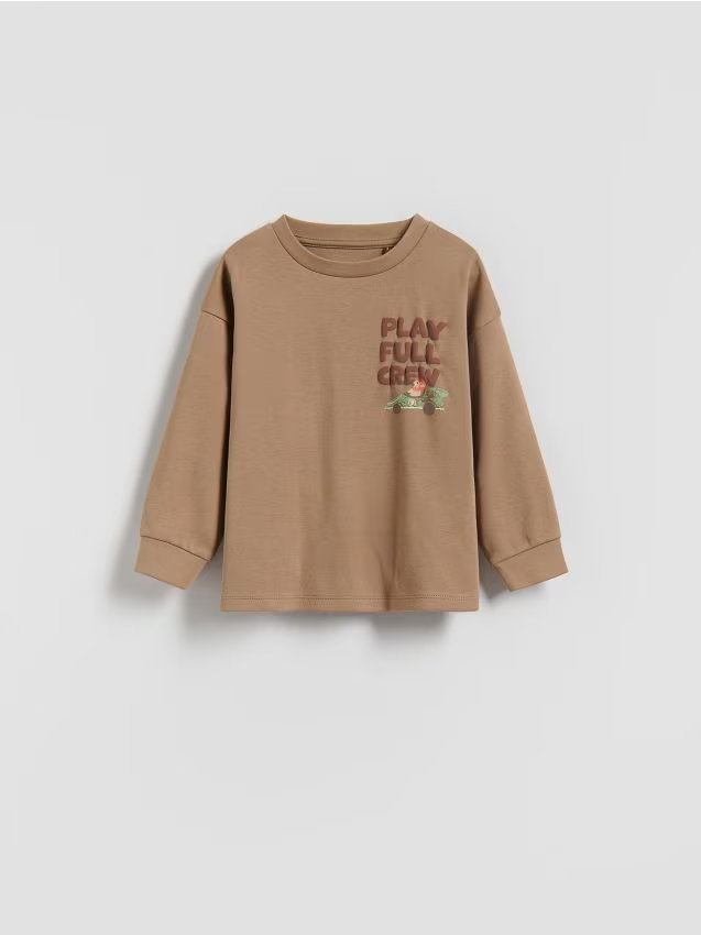 Reserved - Longsleeve z nadrukiem - brązowy