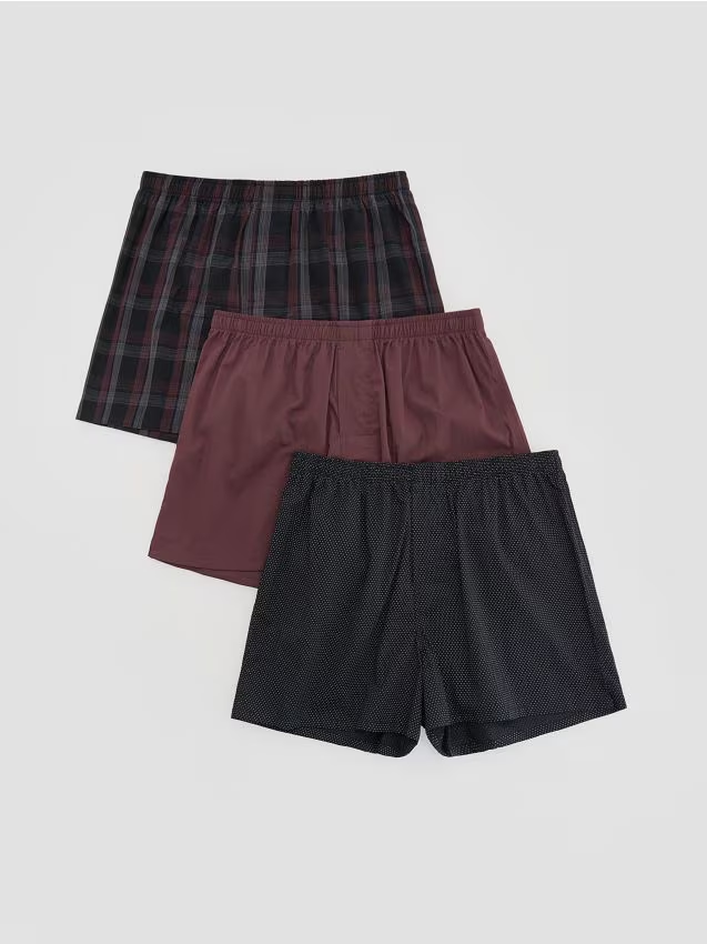Reserved - 3 pack bokserek Loose - bordowy