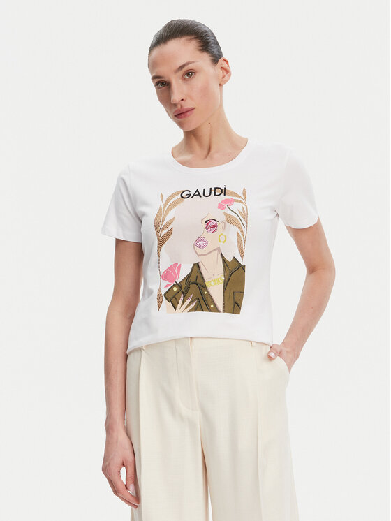 Gaudi T-Shirt 511BD64035 Biały Regular Fit