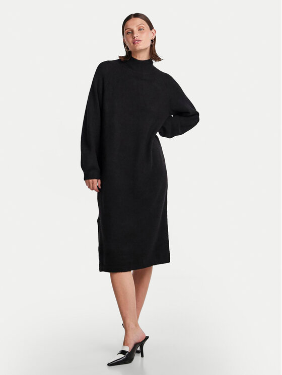 YAS Sukienka dzianinowa Balis 26030704 Czarny Loose Fit
