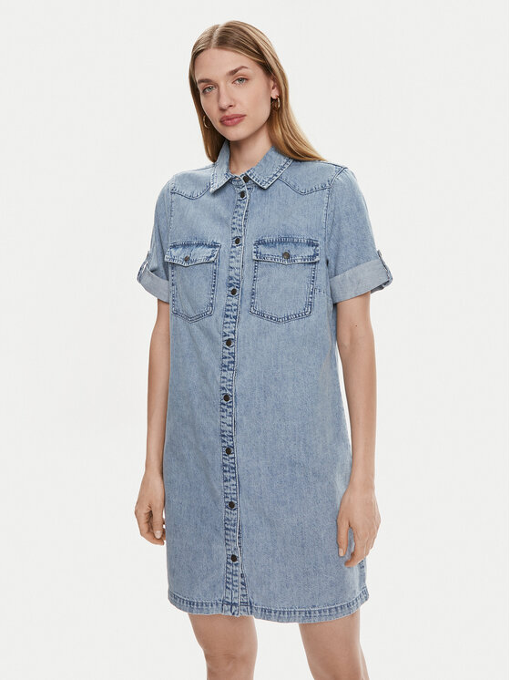 Noisy May Sukienka jeansowa New Signe 27030041 Niebieski Loose Fit miniaturka