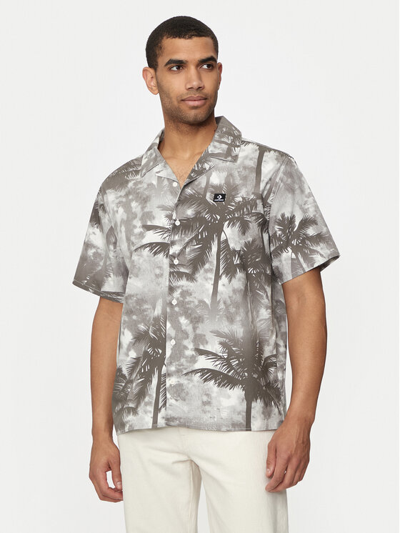 Converse Koszula M Aop Resort Shirt 10026435-A01 Szary jasny Regular Fit