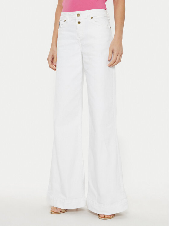 Versace Jeans Couture Jeansy 78HAB561 Biały Wide Leg