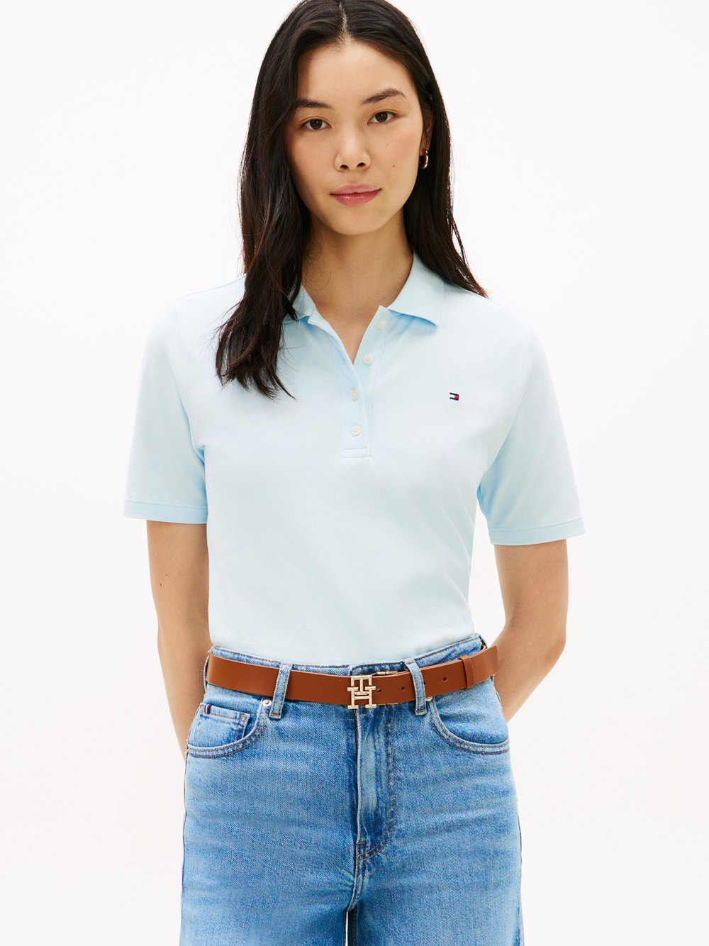 Tommy Hilfiger Damska koszulka polo Kobiety Bawełna niebieski, XL
