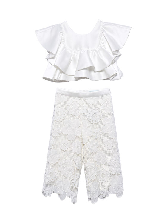 Abel & Lula Komplet bluzka i spodnie 5212 Biały Regular Fit