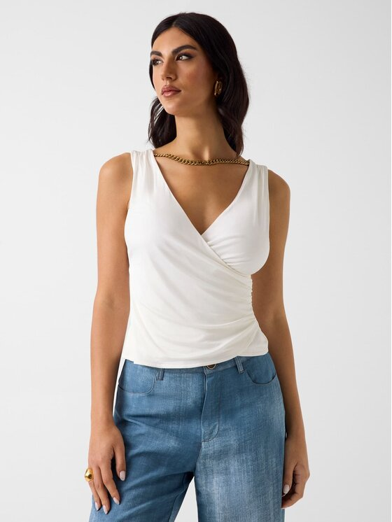 Marciano Guess Top G6GP11 K3617 Kremowy Slim Fit