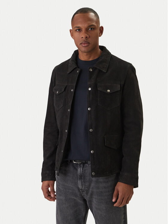 Milestone Kurtka skórzana Valerio 612205 60790 Czarny Slim Fit