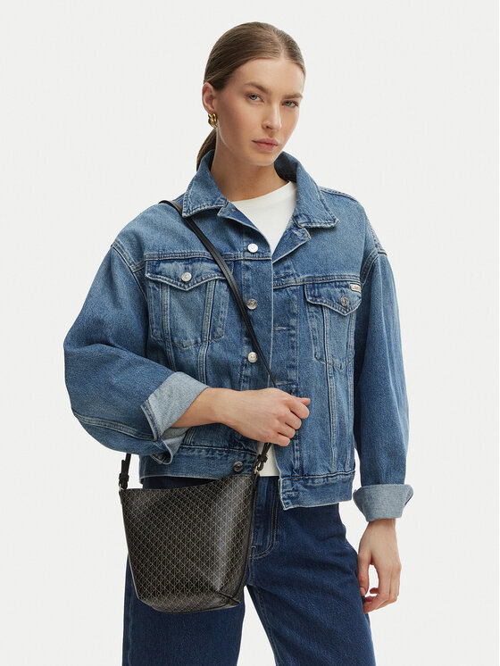 Calvin Klein Torebka Emblem Aop Sm Bucket Crossbody LV04F3506G Czarny