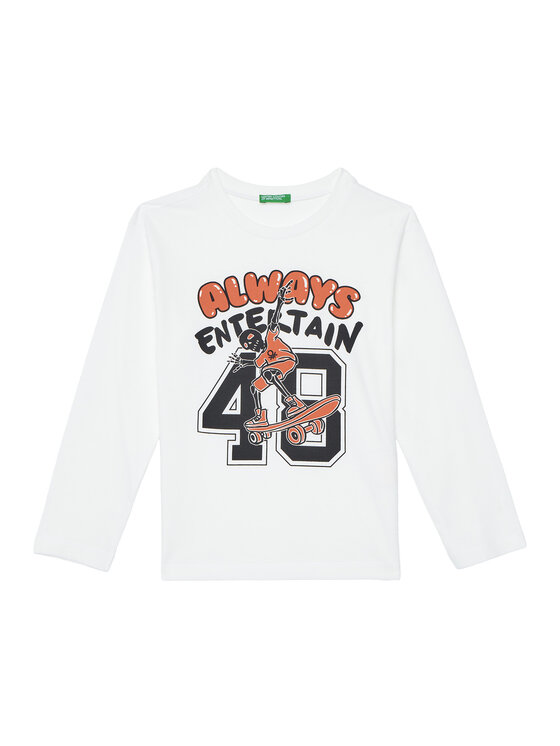 United Colors Of Benetton Bluzka 3JERC10QO Biały Regular Fit