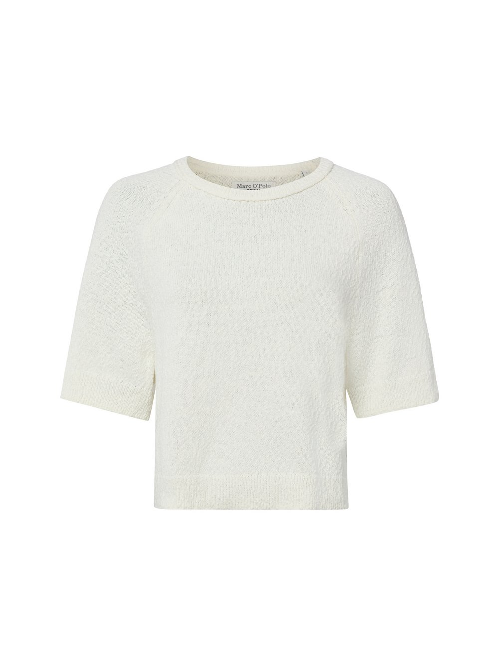 Marc O'Polo Denim Damski sweter z dzianiny z krótkim rękawem Kobiety Bawełna (100%) biały, L