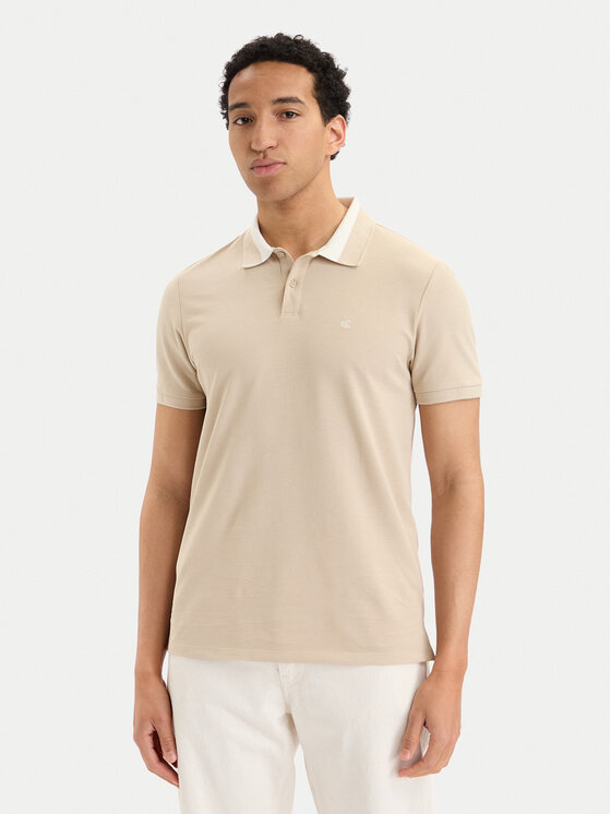 Calvin Klein Jeans Polo LV04RG234G Beżowy jasny Regular Fit