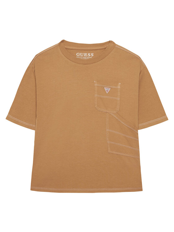 Guess T-Shirt L6RI07 K8HM4 Beżowy Regular Fit