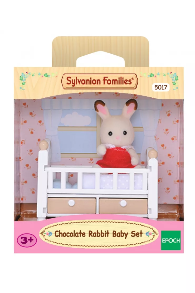 Sylvanian Dziecko królików z czekoladowymi uszami z łóżeczkiem