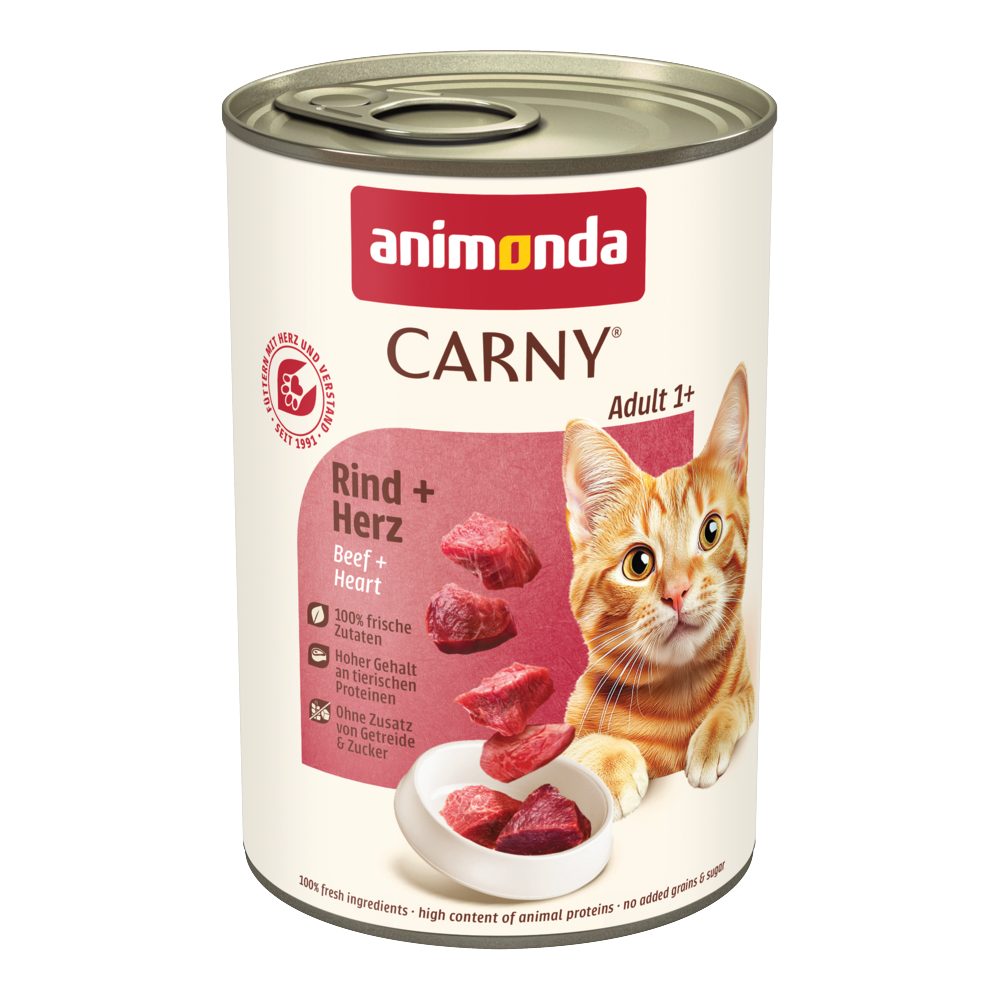 animonda Carny Adult, 6 x 400 g - Wołowina i serca