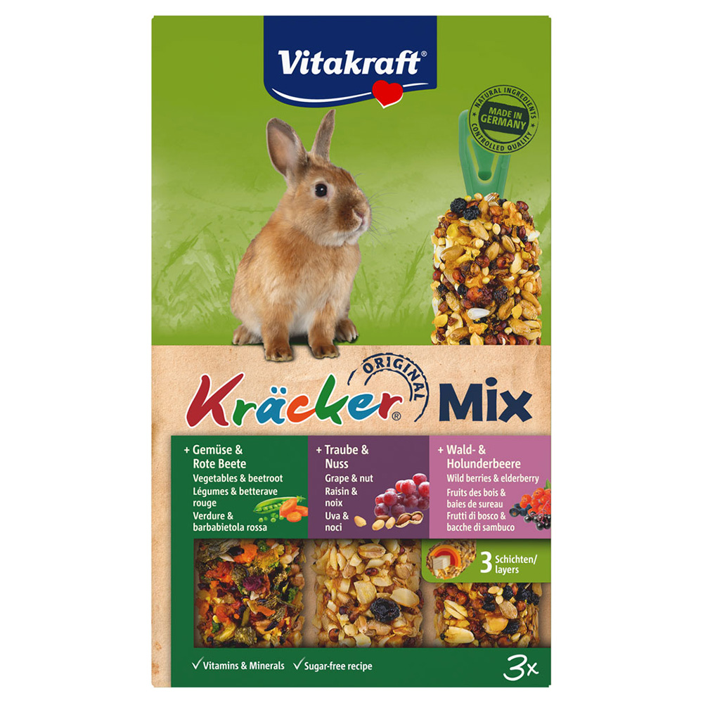 Vitakraft krakersy dla królików miniaturek Trio-Mix - 1 x 3 szt. (warzywa, winogrona, owoce leśne) miniaturka