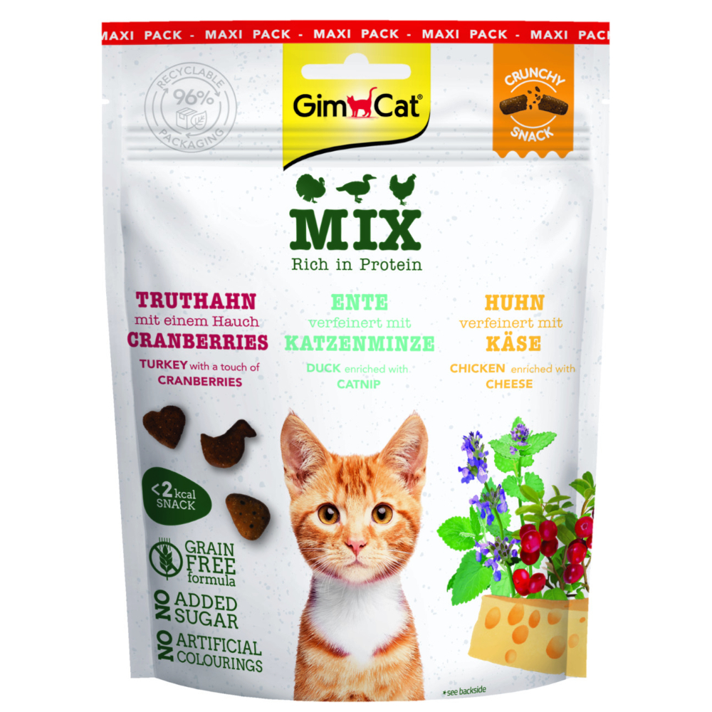 GimCat Crunchy Snacks - Mix: indyk, kaczka i kurczak, 2 x 140 g