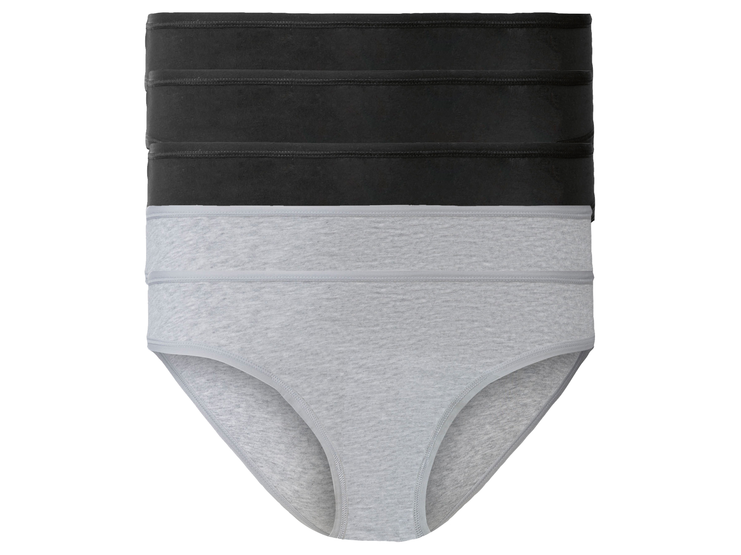 esmara® Figi damskie z bawełną, 5 par (XS (32/34), Czarny/ szary)