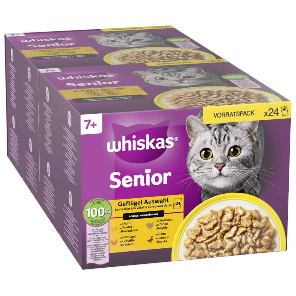 Pakiet mieszany Whiskas Senior, saszetki, 48 x 85 g - 7+ Wybór dań drobiowych w sosie