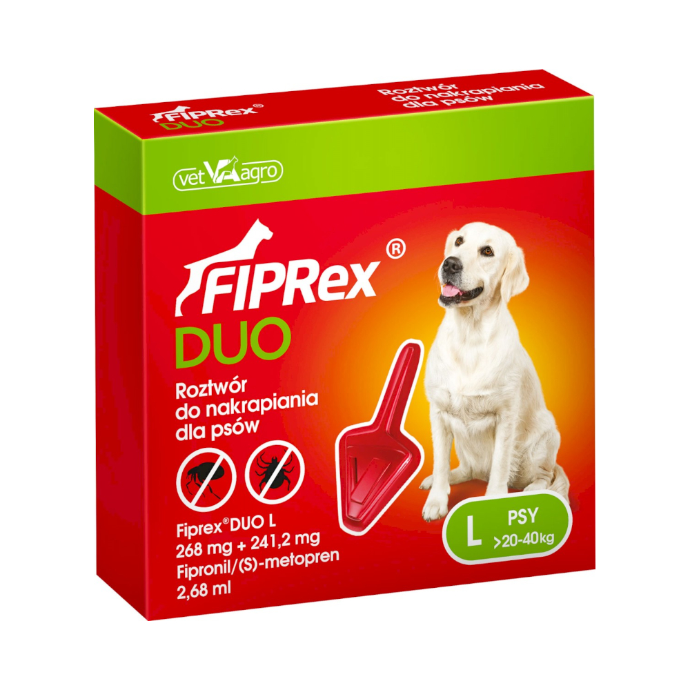 Fiprex DUO Spot-on dla psów - L: 20-40 kg (1 pipeta x  2,68 ml)