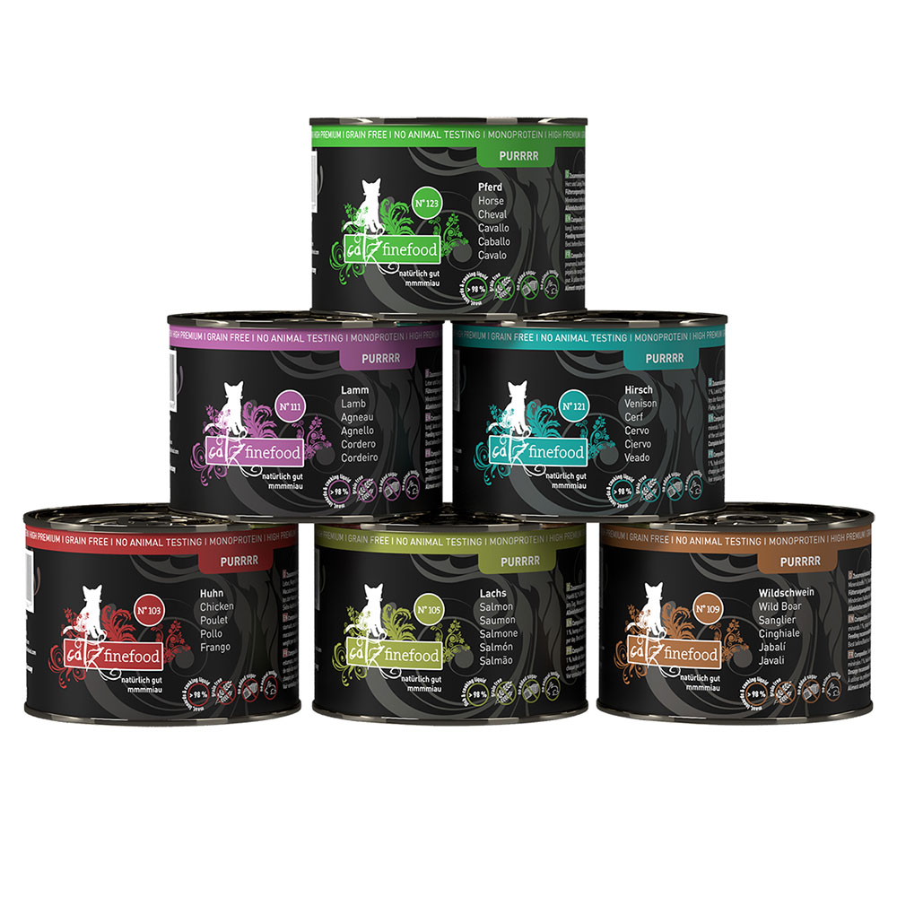 catz finefood Purrrr w puszkach, 12 x 200 g / 190 g - Pakiet mieszany II (6 smaków)