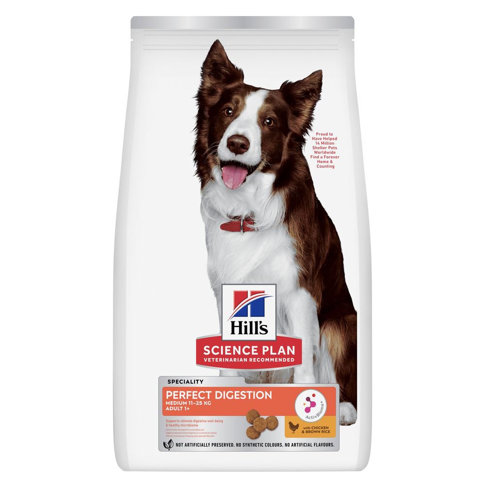 Hill's Science Plan Perfect Digestion Adult 1+ Medium, kurczak i brązowy ryż - 2 x 14 kg