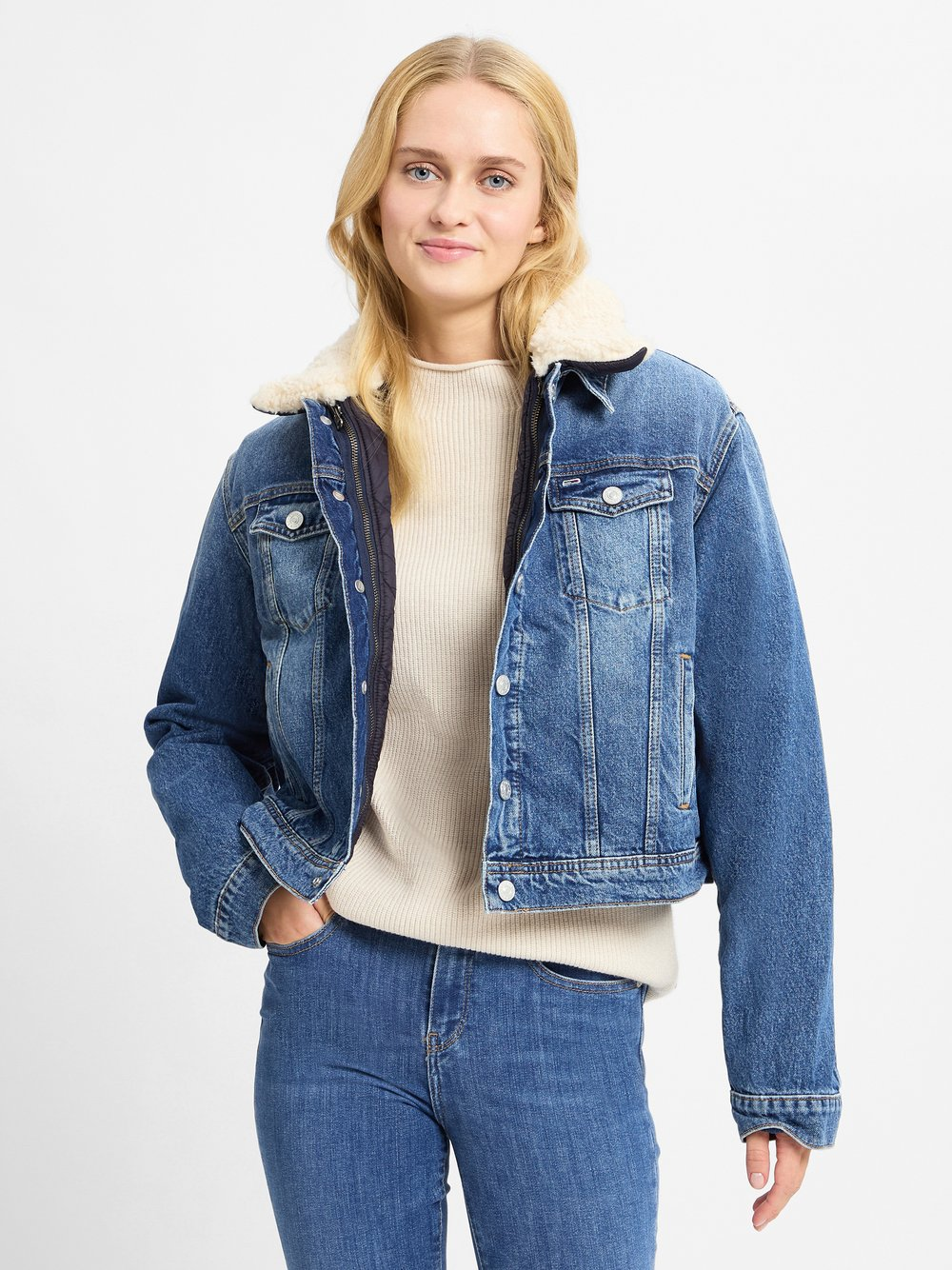 Tommy Jeans Damska kurtka dżinsowa 3 w 1 Kobiety niebieski, M