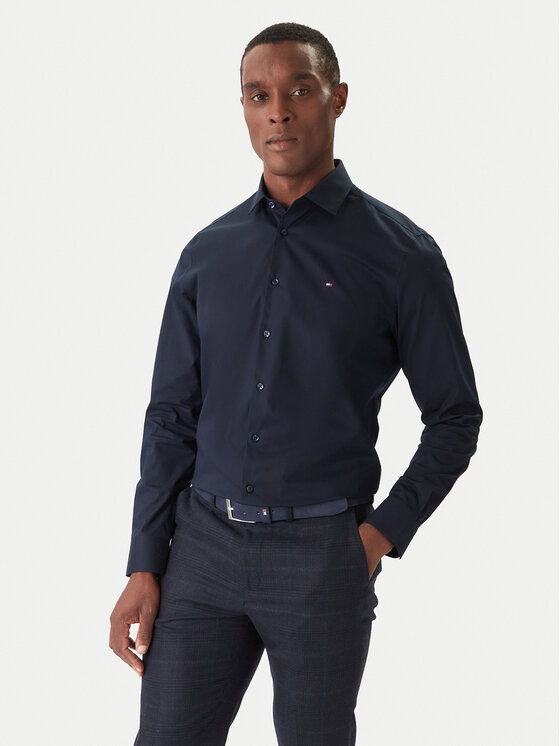 Tommy Hilfiger Koszula MW0MW38347 Granatowy Slim Fit