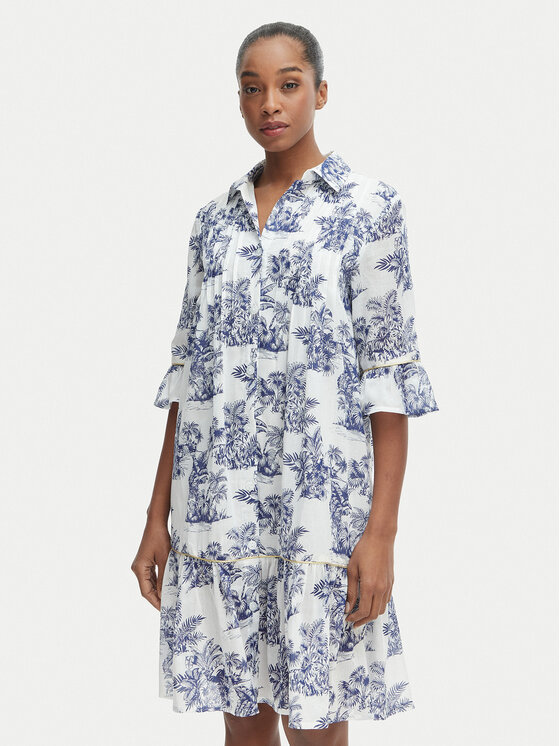 Iconique Sukienka koszulowa IC25-076 Biały Relaxed Fit
