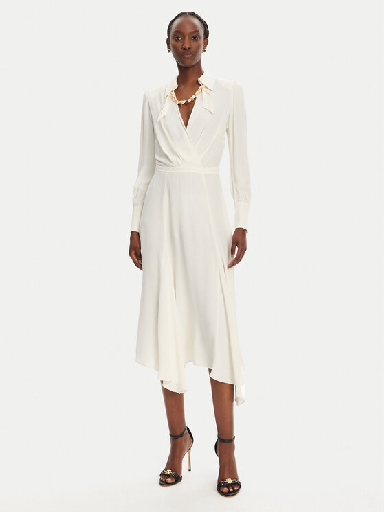 Elisabetta Franchi Sukienka koktajlowa AB-863-52E2-V590 Écru Regular Fit