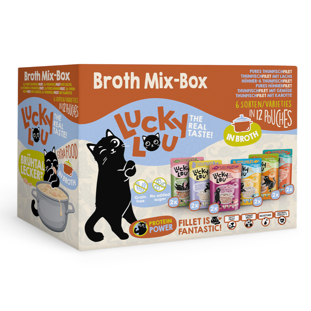 Lucky Lou Extra Filet w bulionie, 12 x 70 g - Pakiet mieszany (6 smaków)