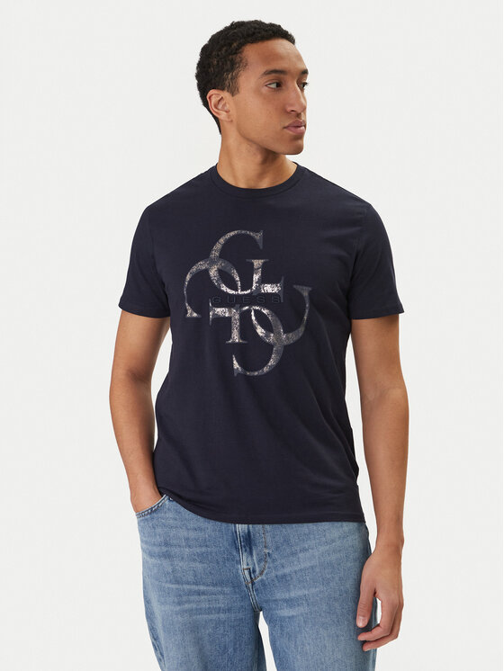 Guess T-Shirt M6RI03 I3Z14 Granatowy Regular Fit