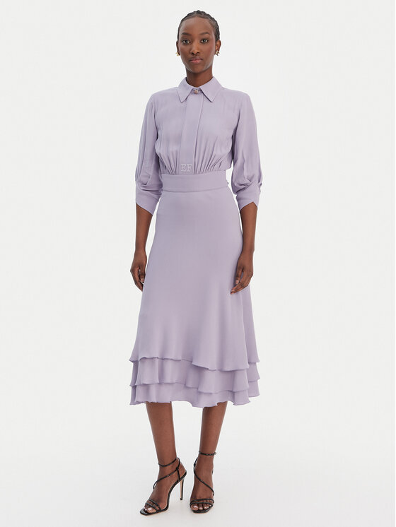 Elisabetta Franchi Sukienka koktajlowa AB-923-61E2 Fioletowy Regular Fit