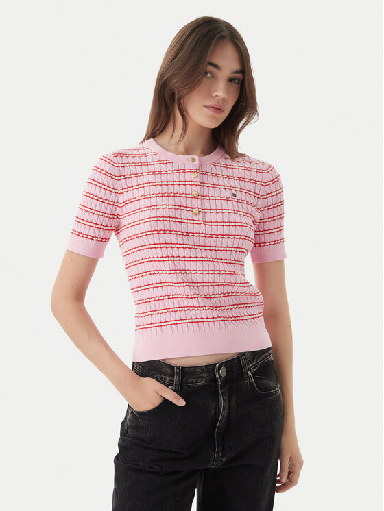 Tommy Hilfiger Sweter WW0WW49613 Różowy jasny Slim Fit