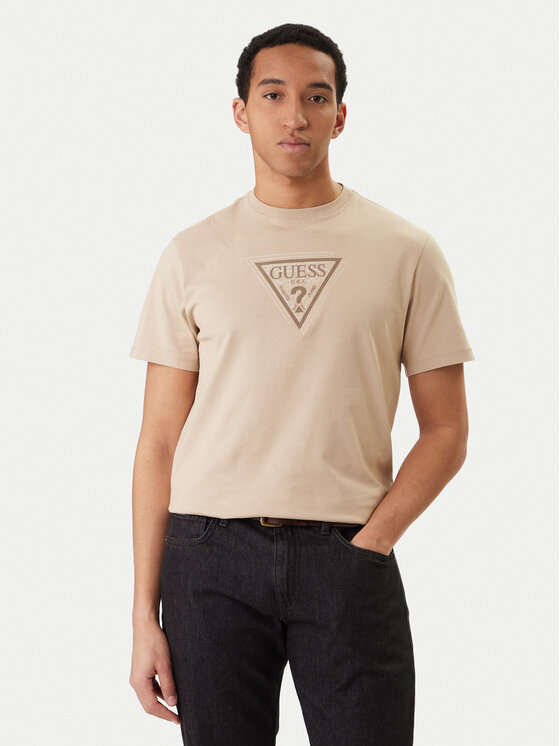 Guess T-Shirt M6RI23 K8FQ4 Beżowy Regular Fit